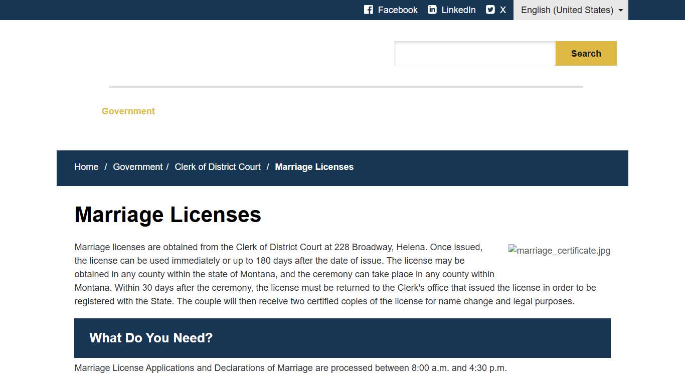 Marriage Licenses - Lewis & Clark County