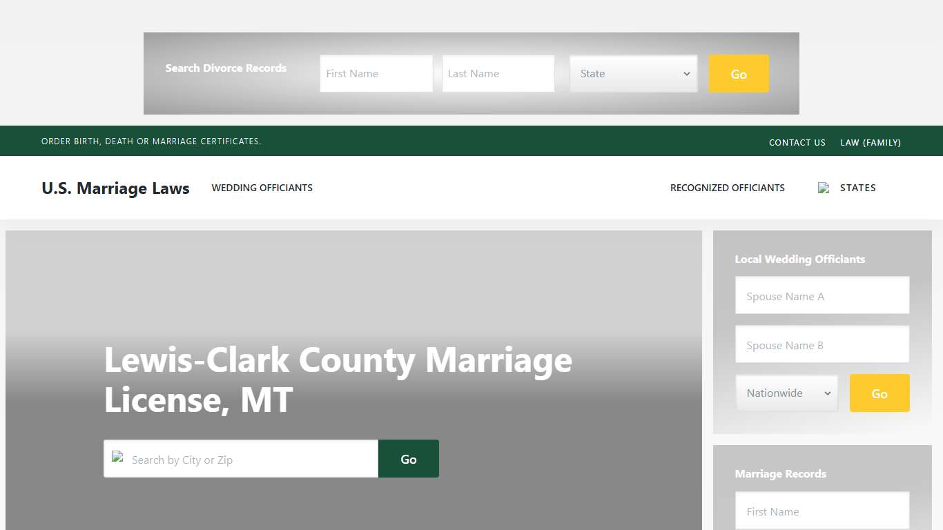 Marriage Licenses » Helena » Lewis-Clark » Marriage Laws » MT