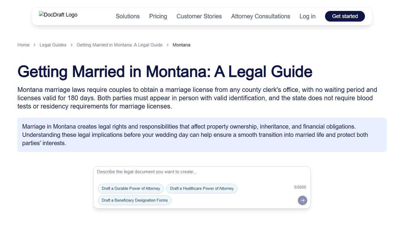 Getting Married in Montana: A Legal Guide | DocDraft